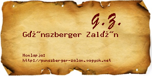 Günszberger Zalán névjegykártya
